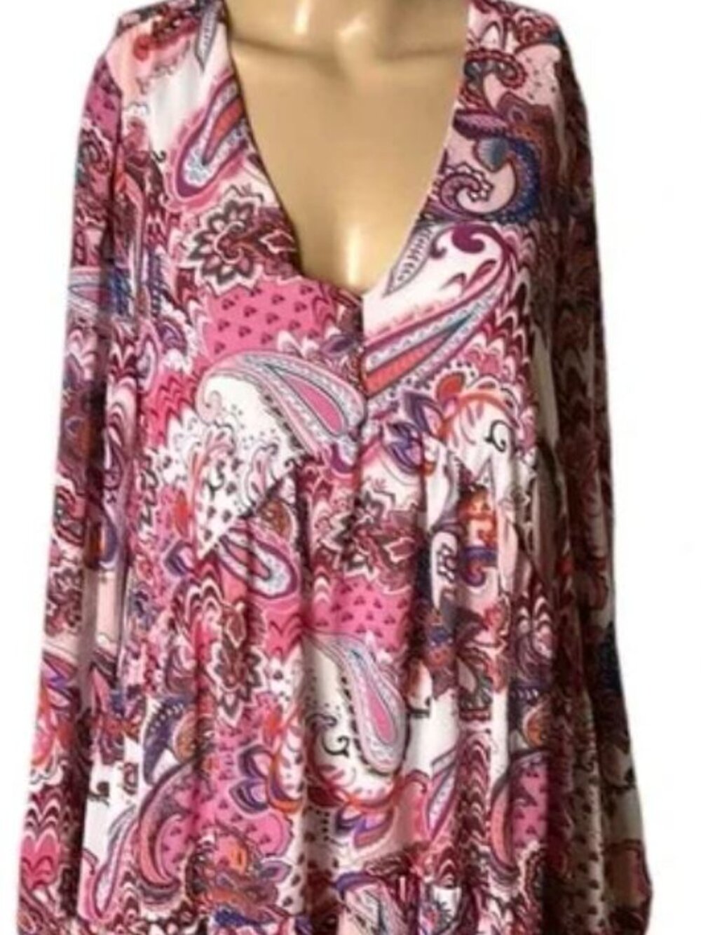 Anthropologie Melloday blouse,dress,women XL,tiered,ruffle,paisley,peasant,flowy